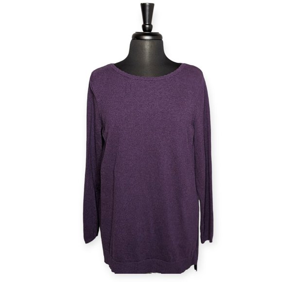Elle Purple Long Sleeve Lightweight Sweater Size Large - Picture 1 of 13
